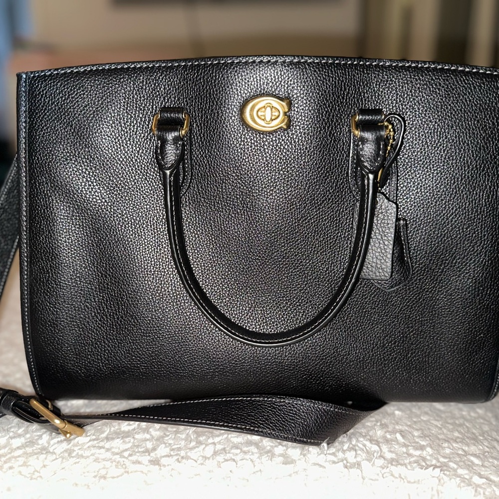 Couch Black Leather Tote Bag